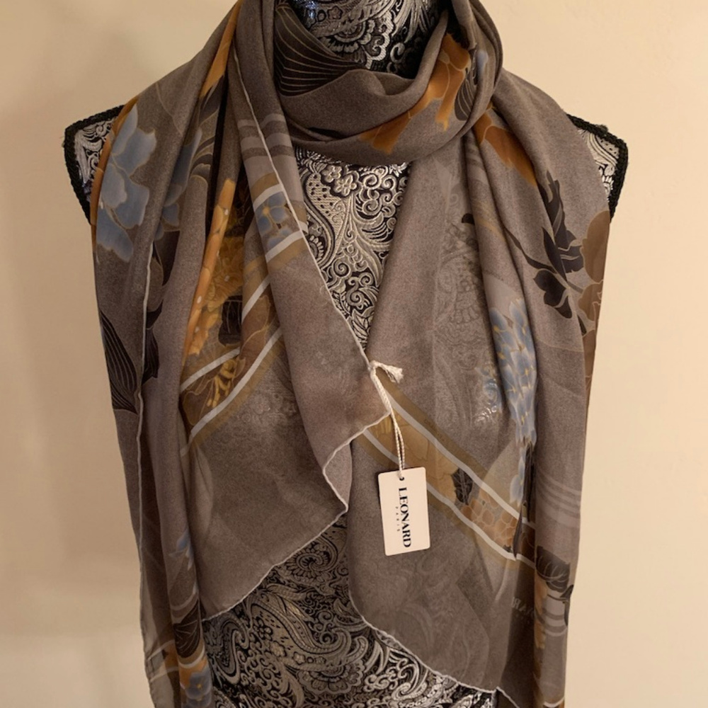 Leonard Paris Floral/Silk Scarf *new*